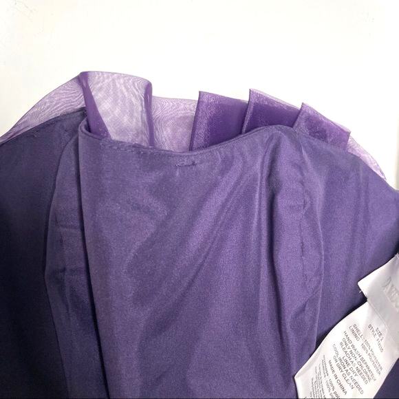 NWT David’s Bridal Wms 2 Strapless Purple Lapis Organza Dress Formal Bridesmaid - Picture 11 of 14